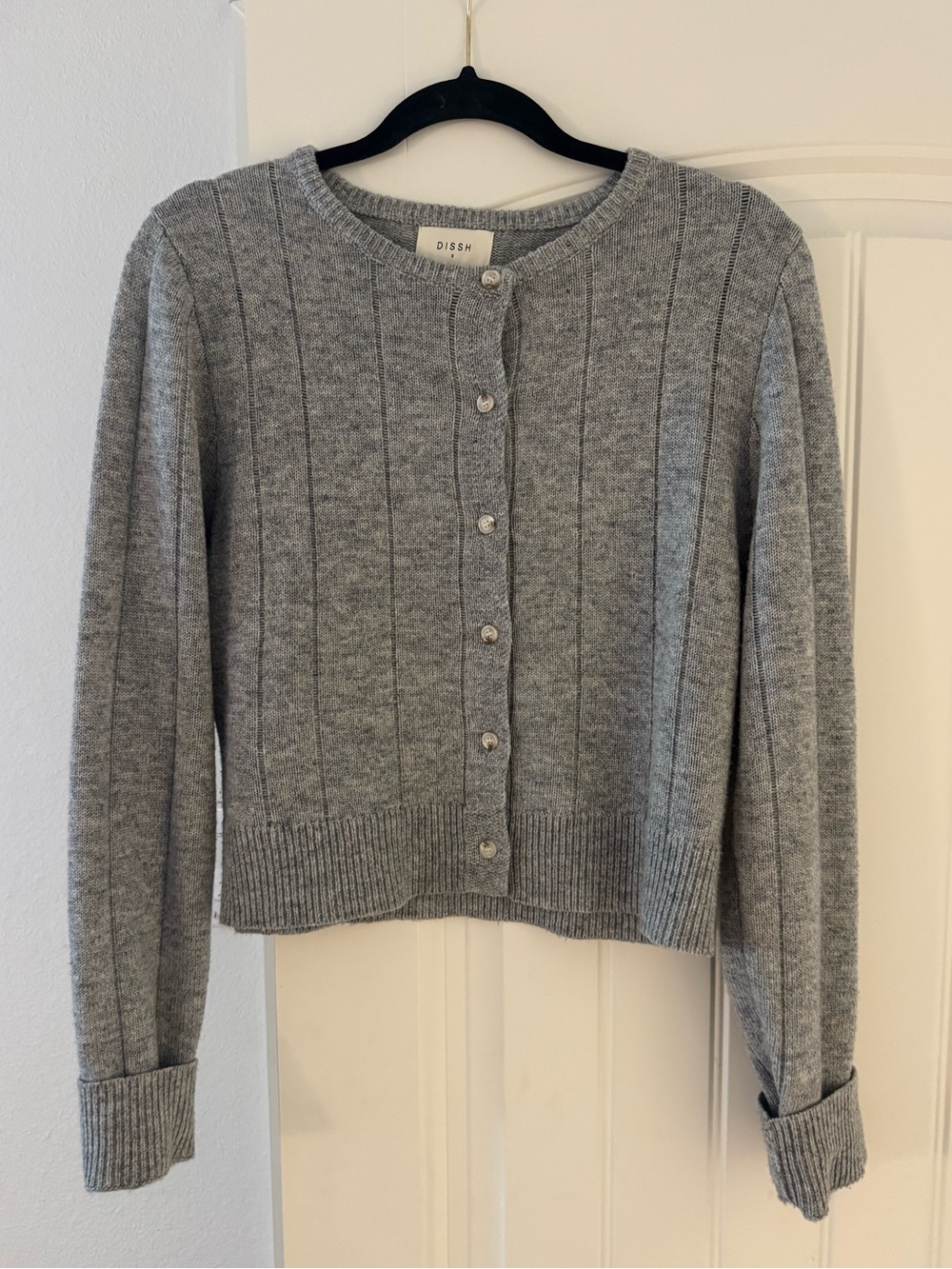 DISSH Light Gray Ribbed Button-Front Cardigan